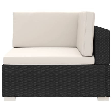 vidaXL - Hoekbank - 1 - st - met - kussens - poly - rattan - zwart