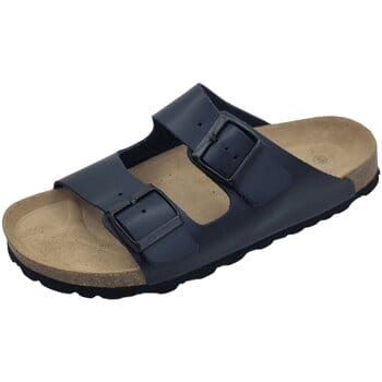 Natural Sense unisex pantoffels muiltjes sandalen leer navy 1095020