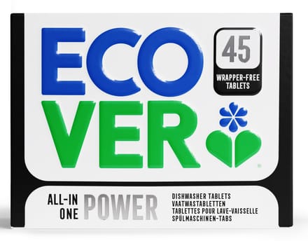 Ecover Power - Vaatwastabletten - 45 stuks - extra krachtig - zonder plastic omhulsel