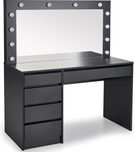 Kaptafel / Make-uptafel Charme zwart 120 cm breed met spiegel en led