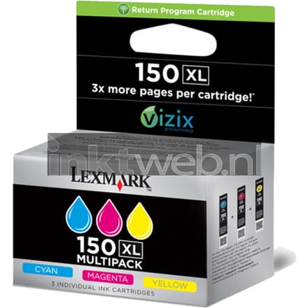 Lexmark 150XL multipack C/M/Y kleur (Origineel Hoge Capaciteit)