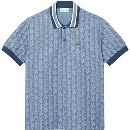 Lacoste Polohemd voor heren met monogram in jacquard (Blauw)