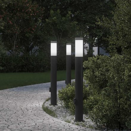 vidaXL Bolderverlichting met stopcontact 3 stuks 80 cm roestvrij staal IP44