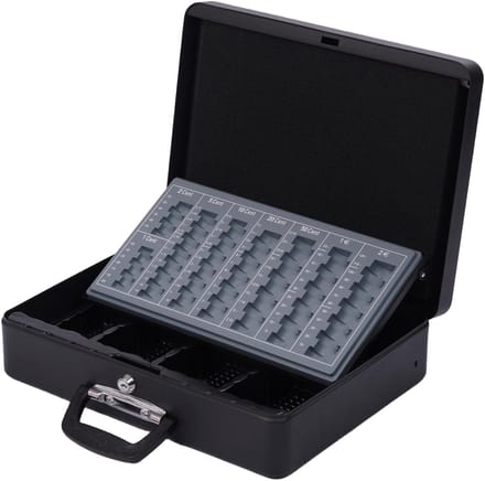Geldkistje met sleutel - 10x37x28 cm - zwart