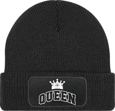 Muts dames - cadeau vriendin - zwart - heerlijk warm - Tekst Wit - Queen