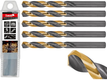 Tvardy Metaalboor - 10,20 mm - Zwart & Goud - TiN Coating - HSS Staal - 5 stuks