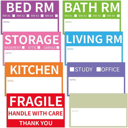 680 Verhuislabels met Kleurcode - 2 x 3,4 inch - Breekbare en Aanpasbare Etiketten