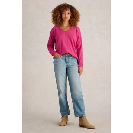White Stuff Verity V Neck Cashmere Jumper Pink Multi Maat: 8 | Sweaters Outlet | Dames | Blauw