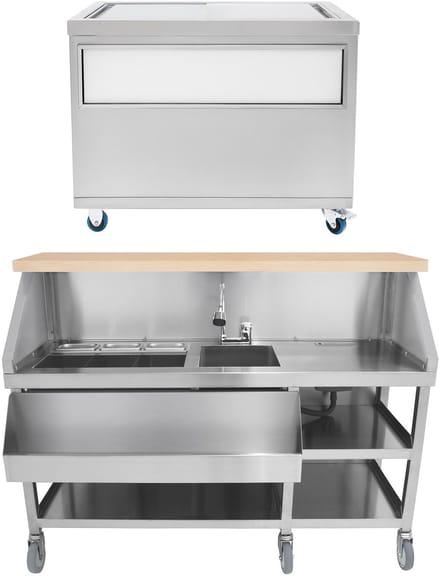 Mobiele barset - cocktailstation - ijsopslagbak - 1000 mm