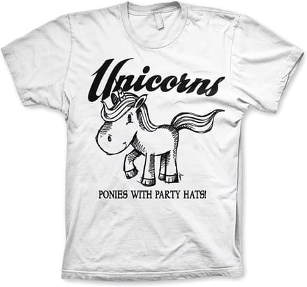 Hybris Unicorns Ponies With Party Hats T-shirt White