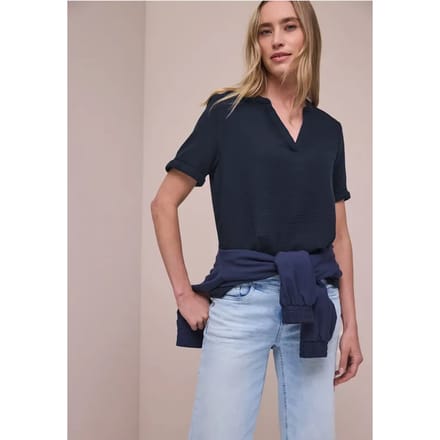 Blouse met korte mouwen in mousseline kwaliteit