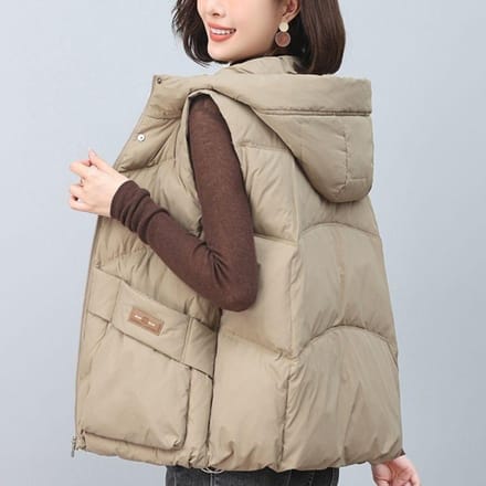 Vest Dames Capuchon Winterkleding Nieuwe Verdikte Modejas 3XL gray