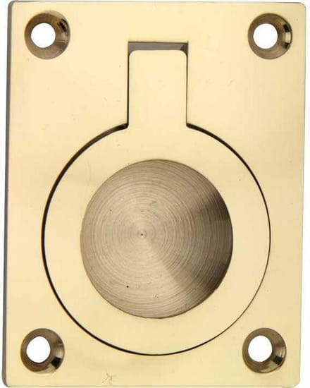 Luikring rechthoekig 50x38mm messing gelakt