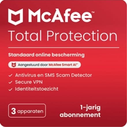 McAfee Total Protection | 3 Apparaten | 1 Jaar | Windows, Mac, Android &amp; iOS