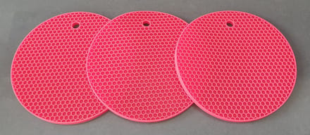 Pannen onderzetter -  Rood - 17.5cm - 3Stuks - Rond