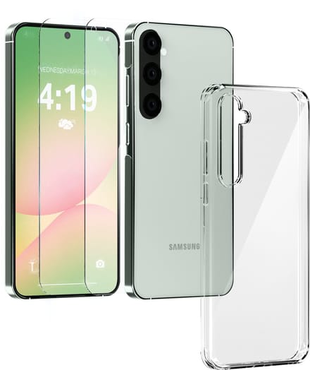 Hoesje geschikt voor Samsung A56 Transparant - 2x screenprotector - beschermglas screen protector- Anti Shock hoes case