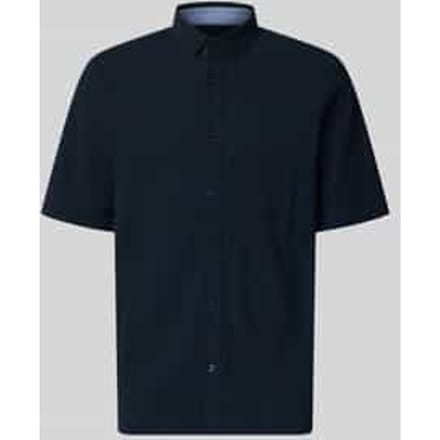 Tom Tailor - Comfort Fit seersucker overhemd met korte mouwen - Maat M - sky captain blue