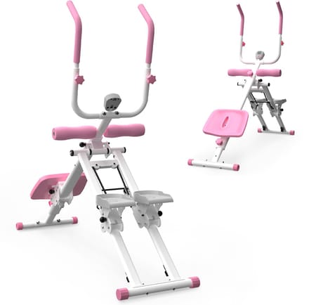 Stepper - 2-in-1 Buikspiertrainer - Inklapbaar Multifunctioneel Full Body Apparaat - Wit-Roze
