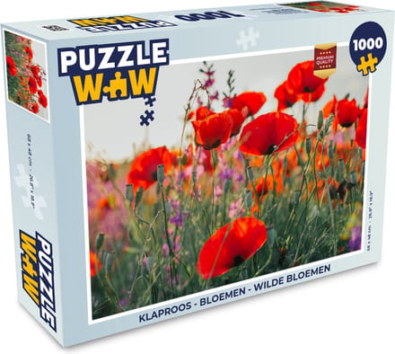 Puzzel Klaproos - Bloemen - Rood - Paars - Weide - Legpuzzel - Puzzel 1000 stukjes volwassenen