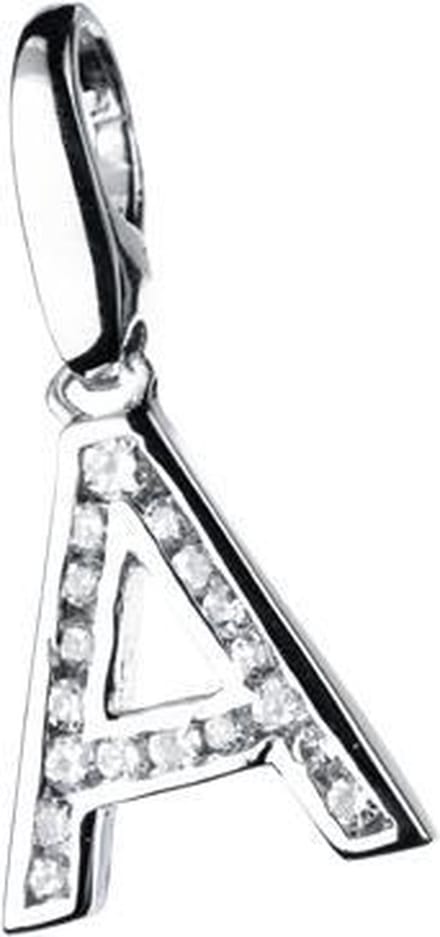 Charm | bedel | zilver | letter | A | zirkonia