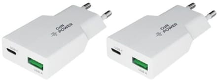 2 stuks OneOne 20W snellader met 2 poorten. USB C en USB A. Platte GAN Quick Charge lader. PD PPS oplader adapter past op Apple iPhone 13 Mini, iPhone 13 Pro, iPhone 13 Pro Max, iPhone 14, 14 Plus, 14 Pro, 14 Pro Max