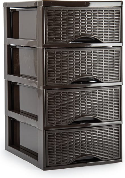 Plasticforte Ladeblokje/bureau organizer - 4 lades - bruin - L24 x B18 x H34 cm