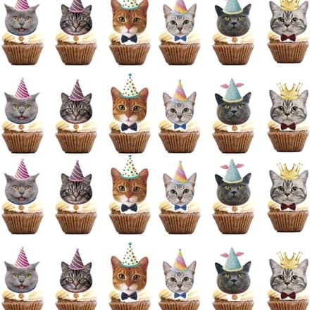 24 poezen cupcake topper Cute Cats - poes - kat - cupcake - topper - huisdier