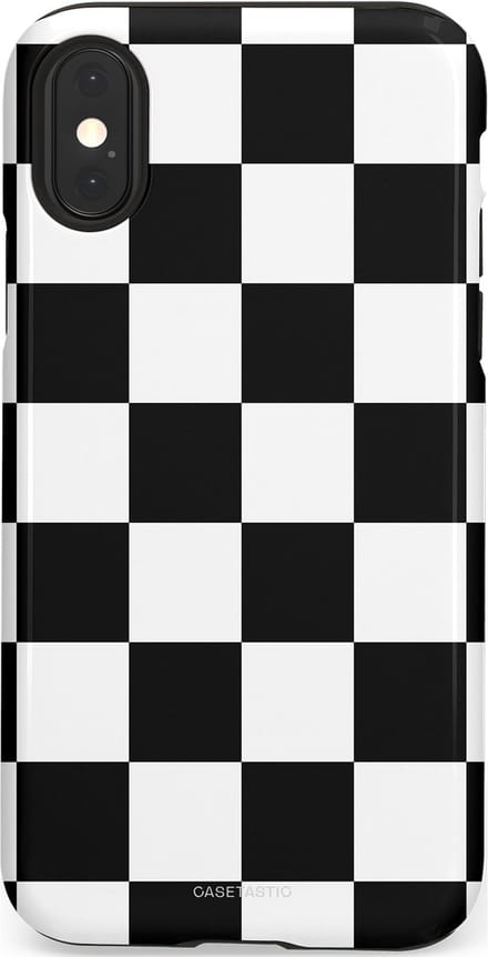 Casetastic hoesje geschikt voor Apple iPhone X / Apple iPhone XS - Dubbellaagse bescherming - Schaak - Fashion Case - Zwart Wit Zilver