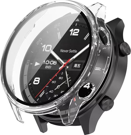 Strap-it Hard case hoesje met screen protector - geschikt voor de OnePlus Watch 2R (transparant)
