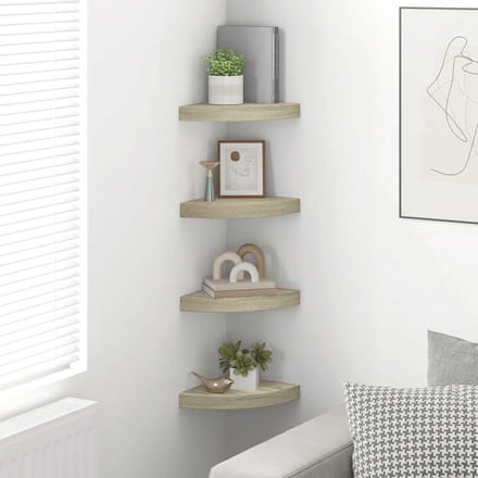 vidaXL - Hoekschappen - zwevend - 4 - st - 25x25x3,8 - cm - MDF - eikenkleurig