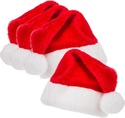 Feeric Kerstmutsen - 4x - rood - 29 x 15 x 35 cm - polyester - voor kinderen