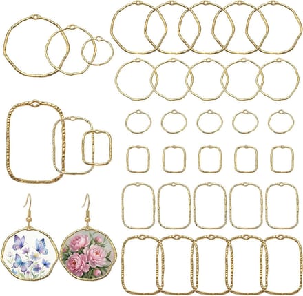 Gouden Bezels - Hangers Hol Frame - Sieraden Maken - 36 Stuks Variëteit - Diverse Maten - Goud