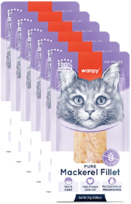 Wanpy - Makreelfilet puur - voor kat - 6x 25 gram