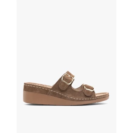 Hoge Kwaliteit Suède Leer Sleehak Sandalen Dames Ryłko