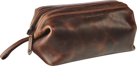 Maverick - the original - toilettas - ovaal - volnerf rundsleder - bruin
