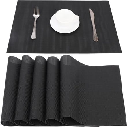 Allecto - Pvc Placemats - Onderzetters voor Tafel - Zwart