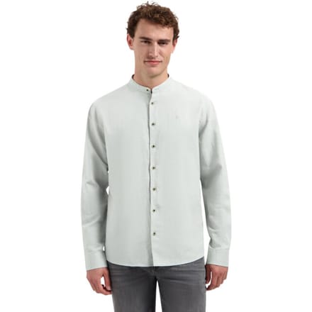 No Excess Shirt with linen granddad dusty green