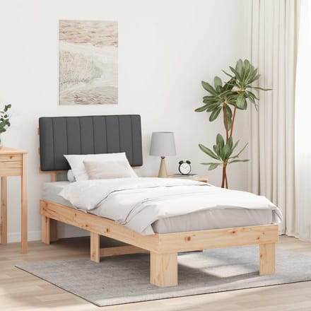 vidaXL - Bedframe - met - Gevoerde - Hoofdbord - Donkergrijs - 90 - x - 200 - cm