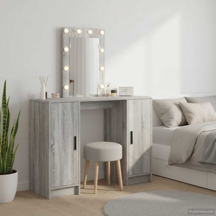 vidaXL - Kaptafel - Grijs - 102 - x - 33 - x - 135 - cm - Bewerkt - hout
