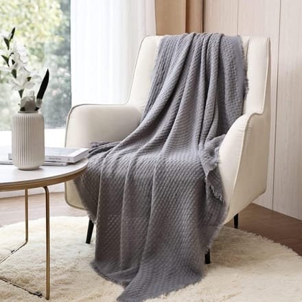 Gebreide Wafel Plaid voor Bank en Bed - Zachte, Warme en Lichte Sofa Deken