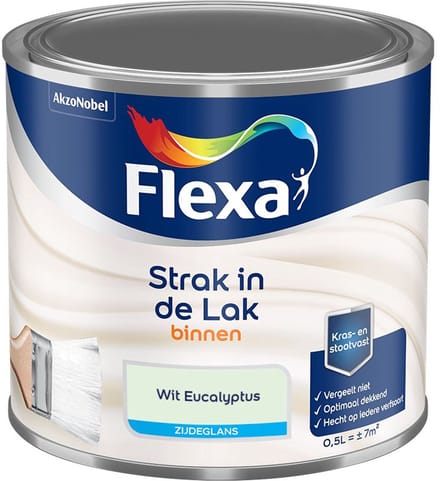 Flexa - Strak In De Lak Binnenlak Zijdeglans - Wit Eucalyptus - Mengverf - 500 Ml