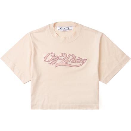 Off-White Dames/Dames Geborduurd Logo Crop T-shirt (Roze)