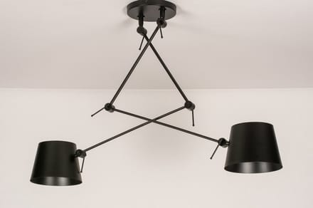 Lumidora Hanglamp 74291 - CANNES - 2 Lichts - E27 - Zwart - Metaal