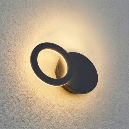Lindby LED buiten wandlamp Ilveo, zwart, IP54, beweegbaar