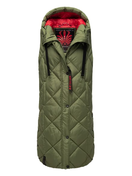 Navahoo lange dames bodywarmer Schnuckel – Modern & Met Capuchon