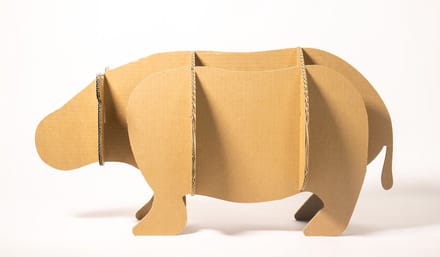 Kartonnen nijlpaard - 72 x 30 x 38 cm - Kartent