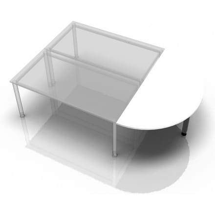 Aanschuiftafel Breno, voor bureaus Breno, ⌀ 1600 mm, wit/grafiet
