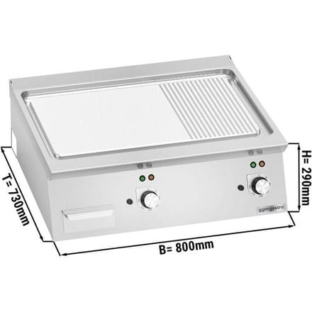 GGM Gastro Elektro Bratplatte - 9,6 kW - Glatt & Gerillt Zilver