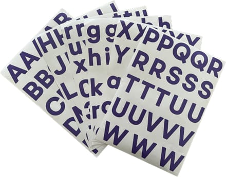 plakletters paars | alfabet stickers | met cijfers | hoogte 4 cm