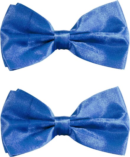 Partychimp Carnaval verkleed vlinderstrikje zijdeglans - 2x - kobalt blauw - polyester - heren/dames